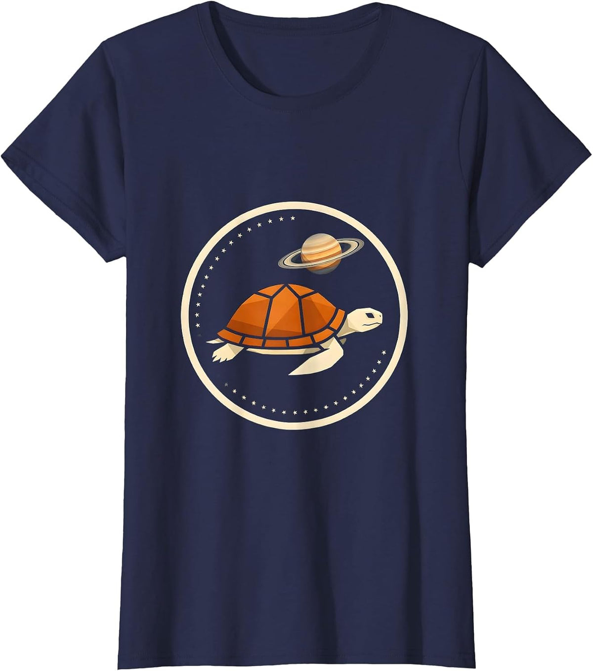 Women's Astronaut Turtle Drifting Through Outer Space T-Shirt - Navy Blue