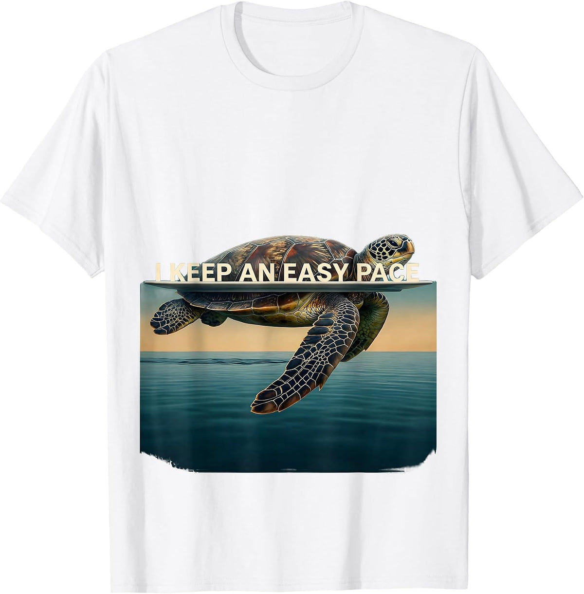 Men's I Keep An Easy Pace Sea Turtle Ocean Animal Lover Casual T-Shirt - White