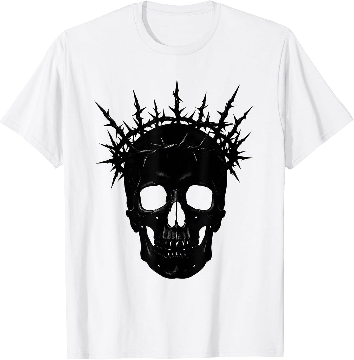 Men's Skull with Rusted Iron Thorn Crown Graphic T-Shirt - White