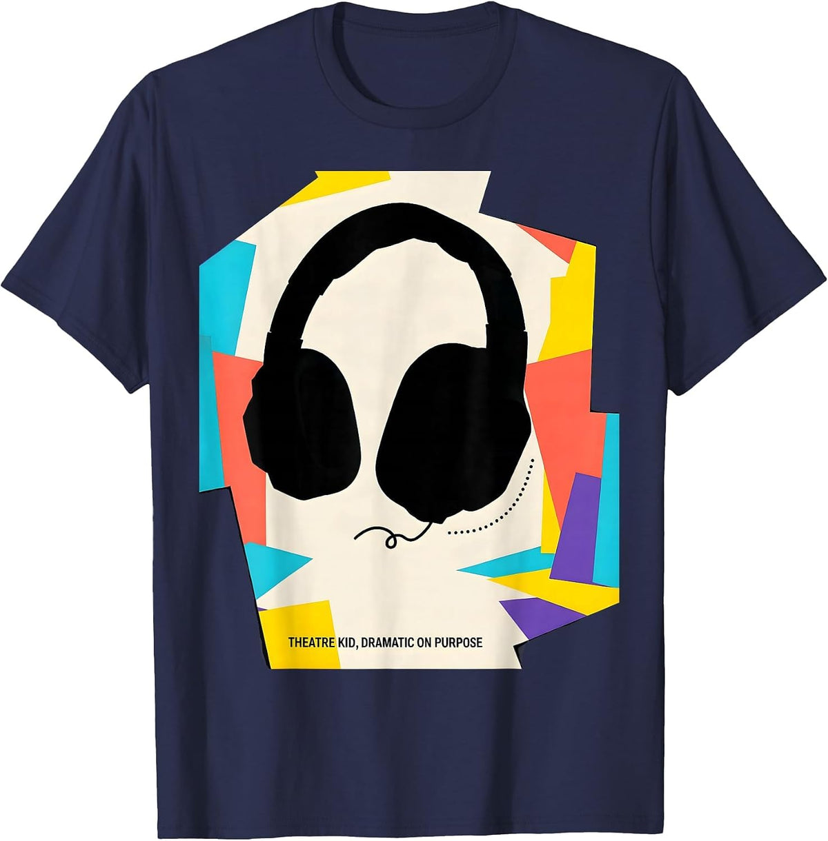 Men's Theatre Kid Dramatic On Purpose Memphis Retro Theater Drama T-Shirt - Navy Blue