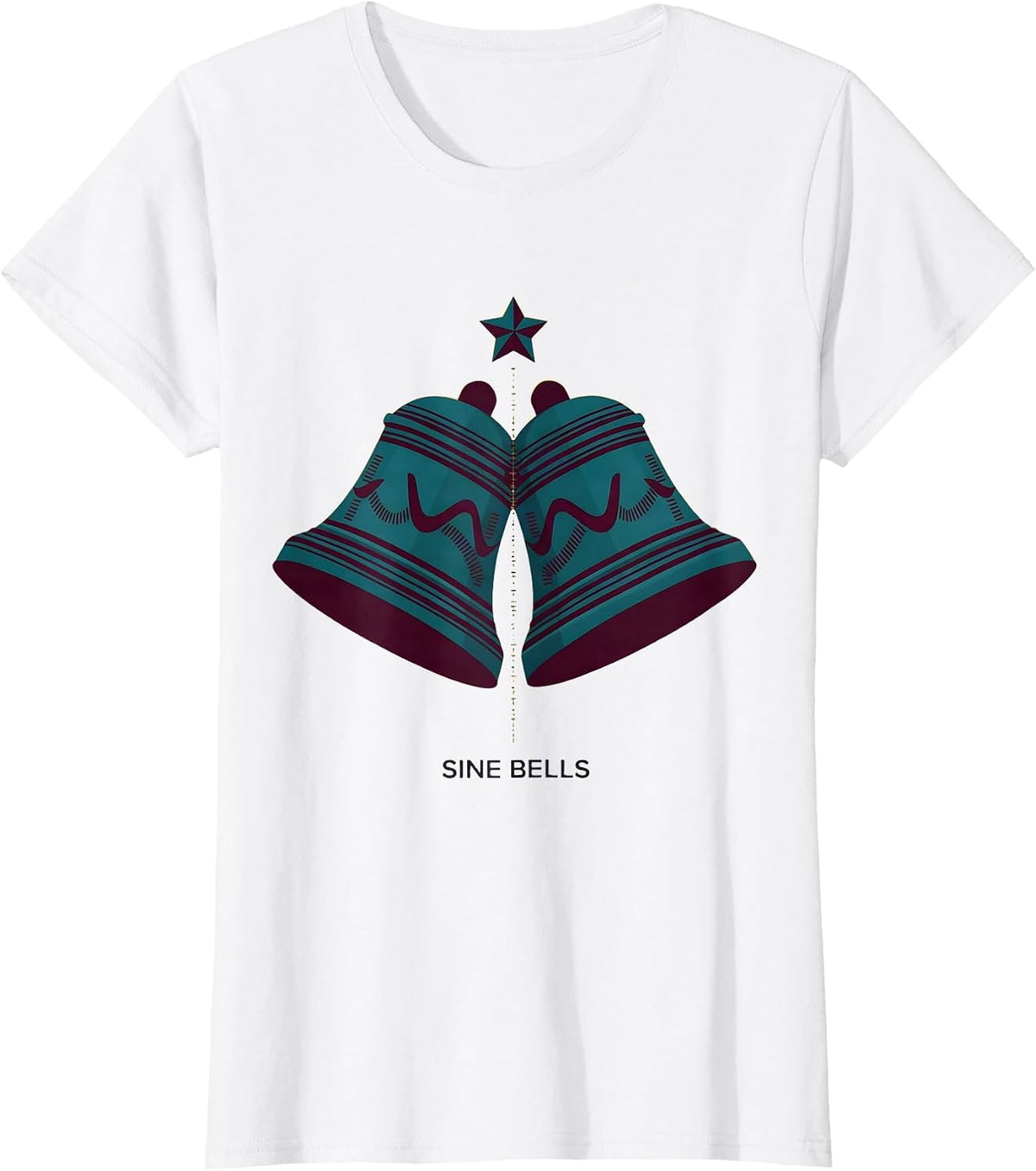 Sine Bells Geometric Math Teacher Christmas STEM Humor T-Shirt - White