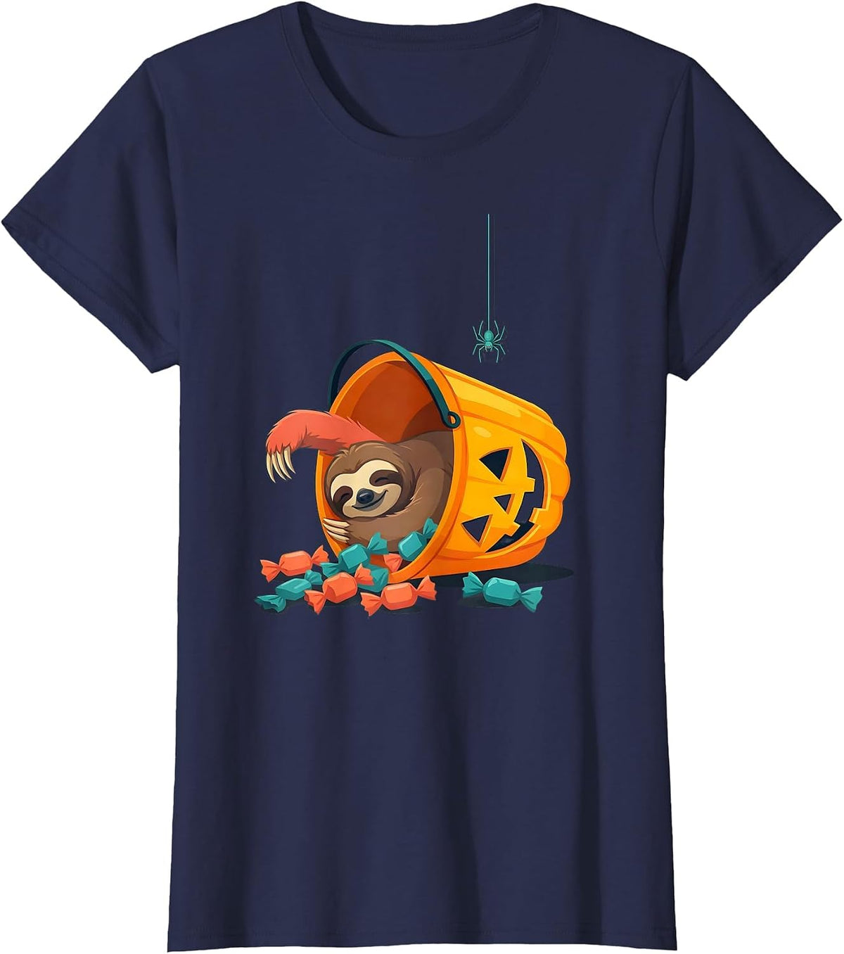 Women's Sloth Halloween Costume Funny Sloth Lover Novelty T-Shirt - Navy Blue