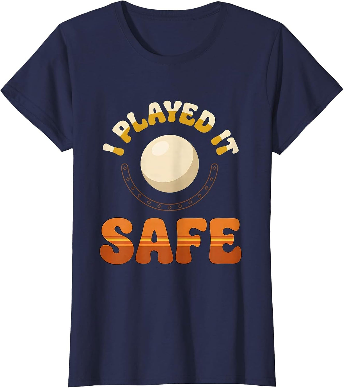 Women's I Played It Safe Retro 70s Funny Billiards Pool Player T-Shirt - Navy Blue