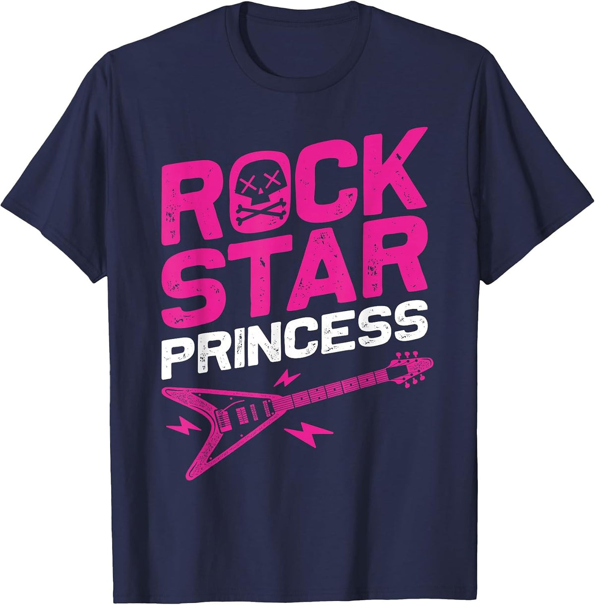 Cool Rock Star for Women Girls Kids 80s Rock and Roll Music T-Shirt - Navy Blue