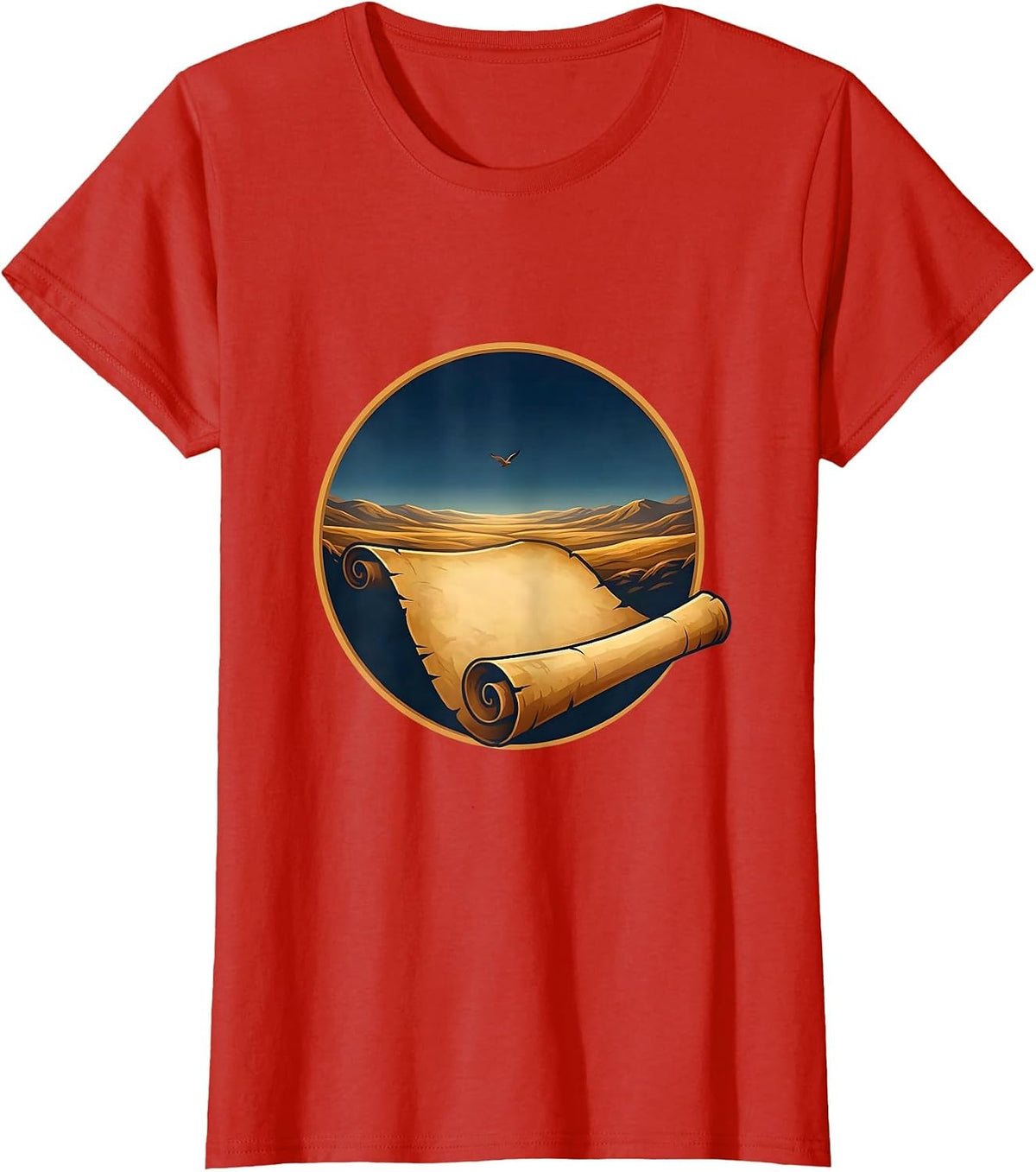 Ancient Scroll Landscape Freedom of Speech Design T-Shirt - Red