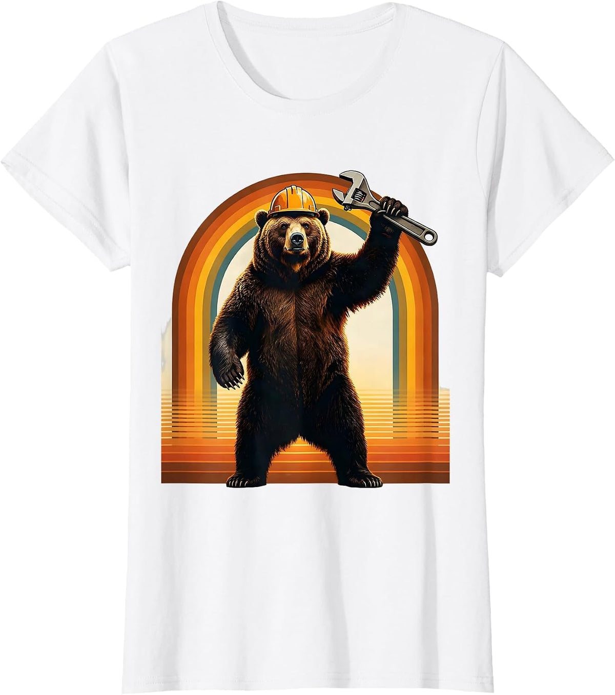 Milwaukee Bear Hardhat Wrench Graphic Tee T-Shirt - White