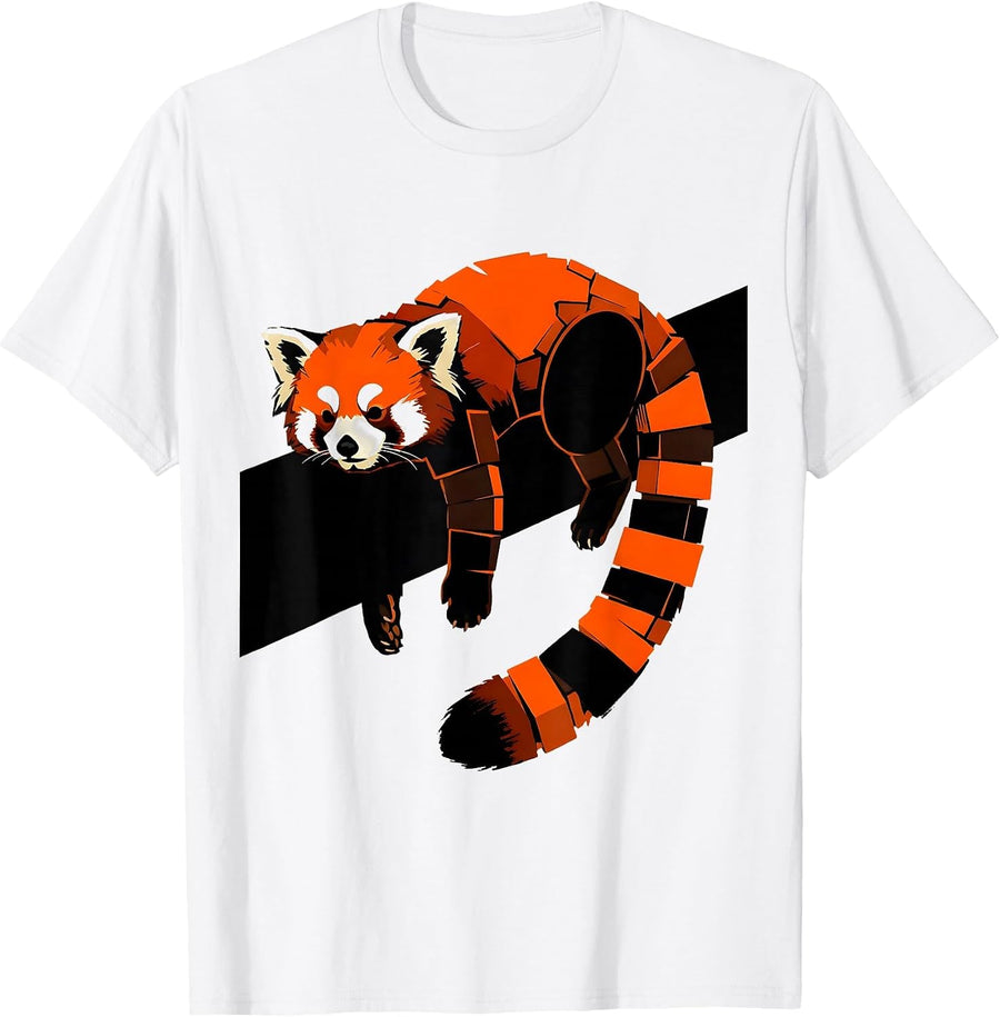 Men's Red Panda Brutalist Graphic Animal Lover Humor T-Shirt - White