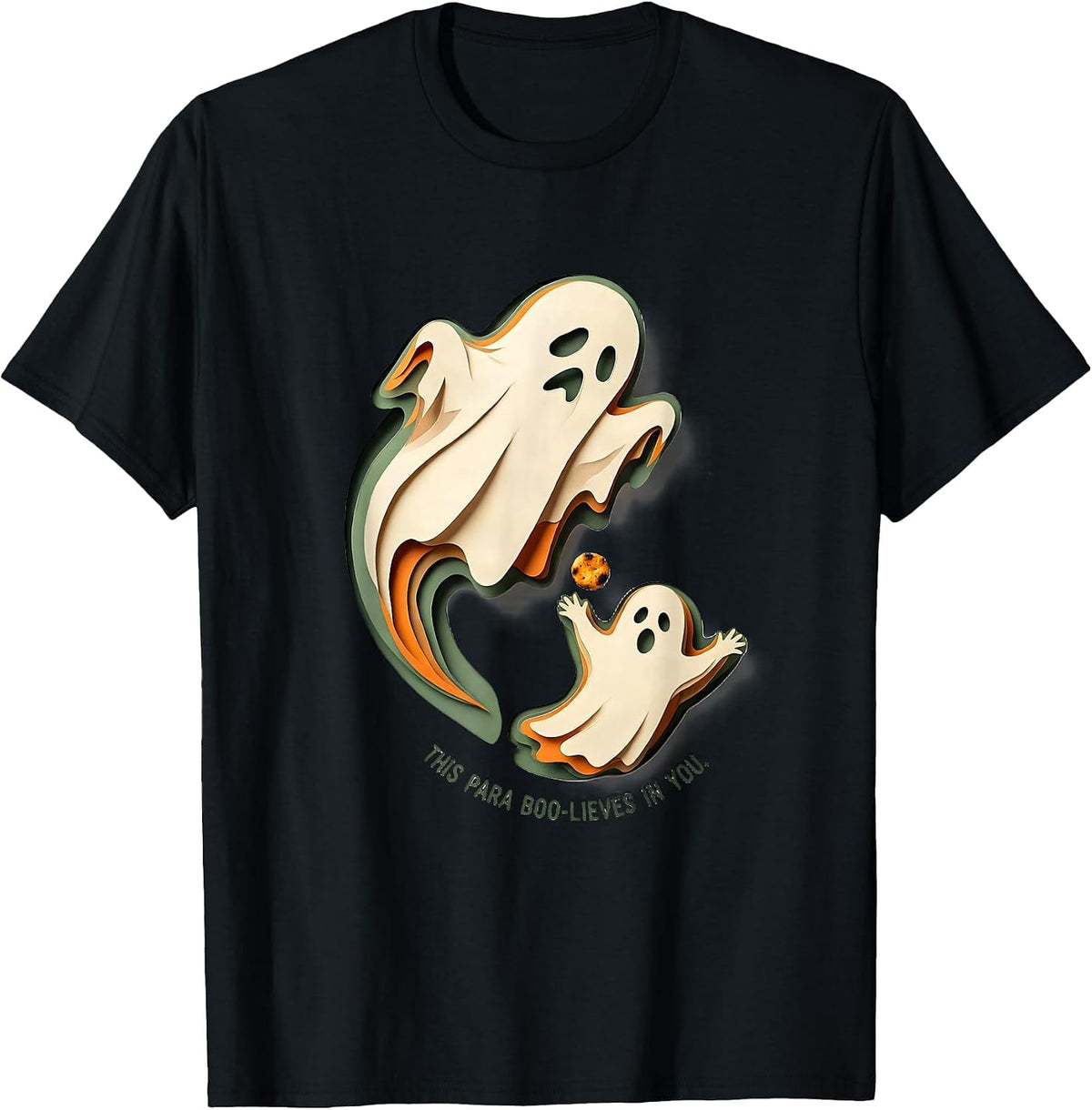 Men's This Para Boo-lieves In You Funny Paraprofessional Ghost T-Shirt - Black