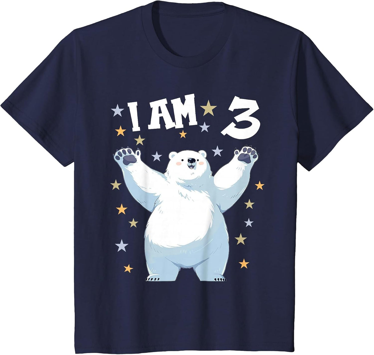 Kids 3 Years Old 3 Birthday Polar Bears Boy Girl Polar Bear T-Shirt - Navy Blue