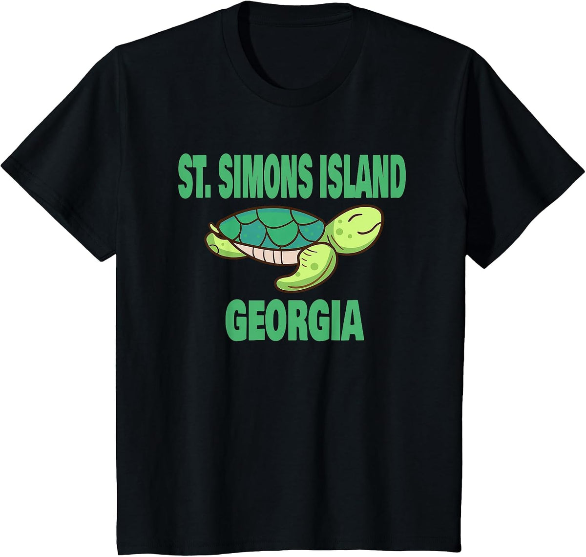 St. Simons Island Sea Turtle Themed T-Shirt - Black
