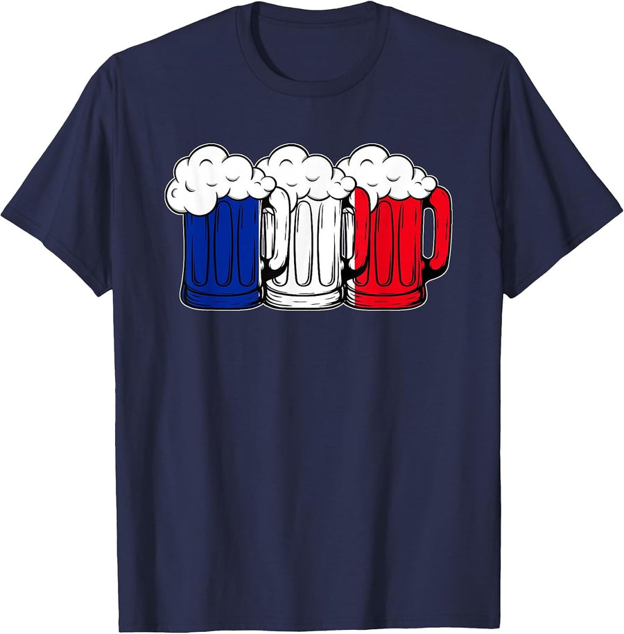 France Beer Drinking Team T-Shirt - Navy Blue