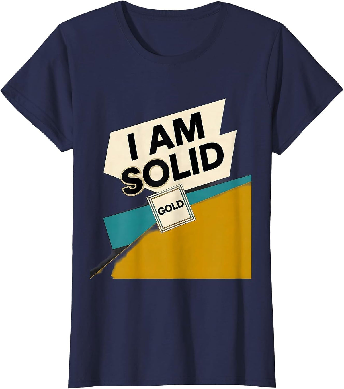 Women's I Am Solid Gold Midcentury Modern Chemistry Teacher Science T-Shirt - Navy Blue