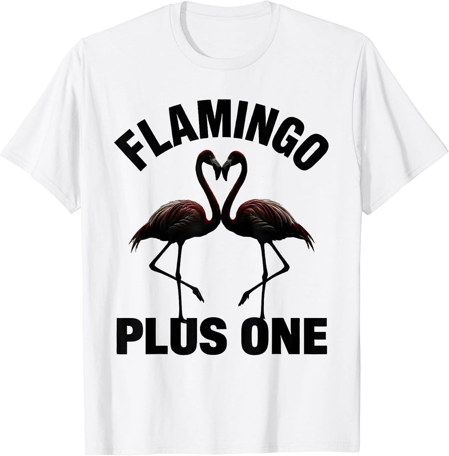 Men's Flamingo Plus One Funny Flamingo Lover Tropical Humor T-Shirt - White