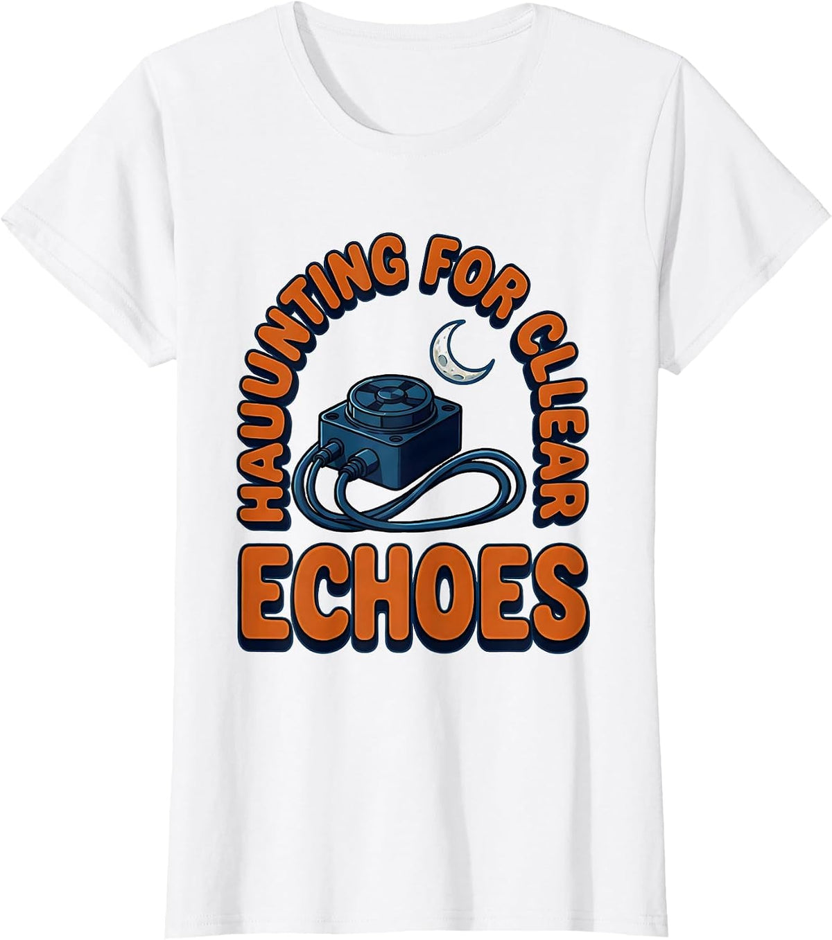 Women's Haunting For Clear Echoes Cartoon Sonographer Halloween T-Shirt - White