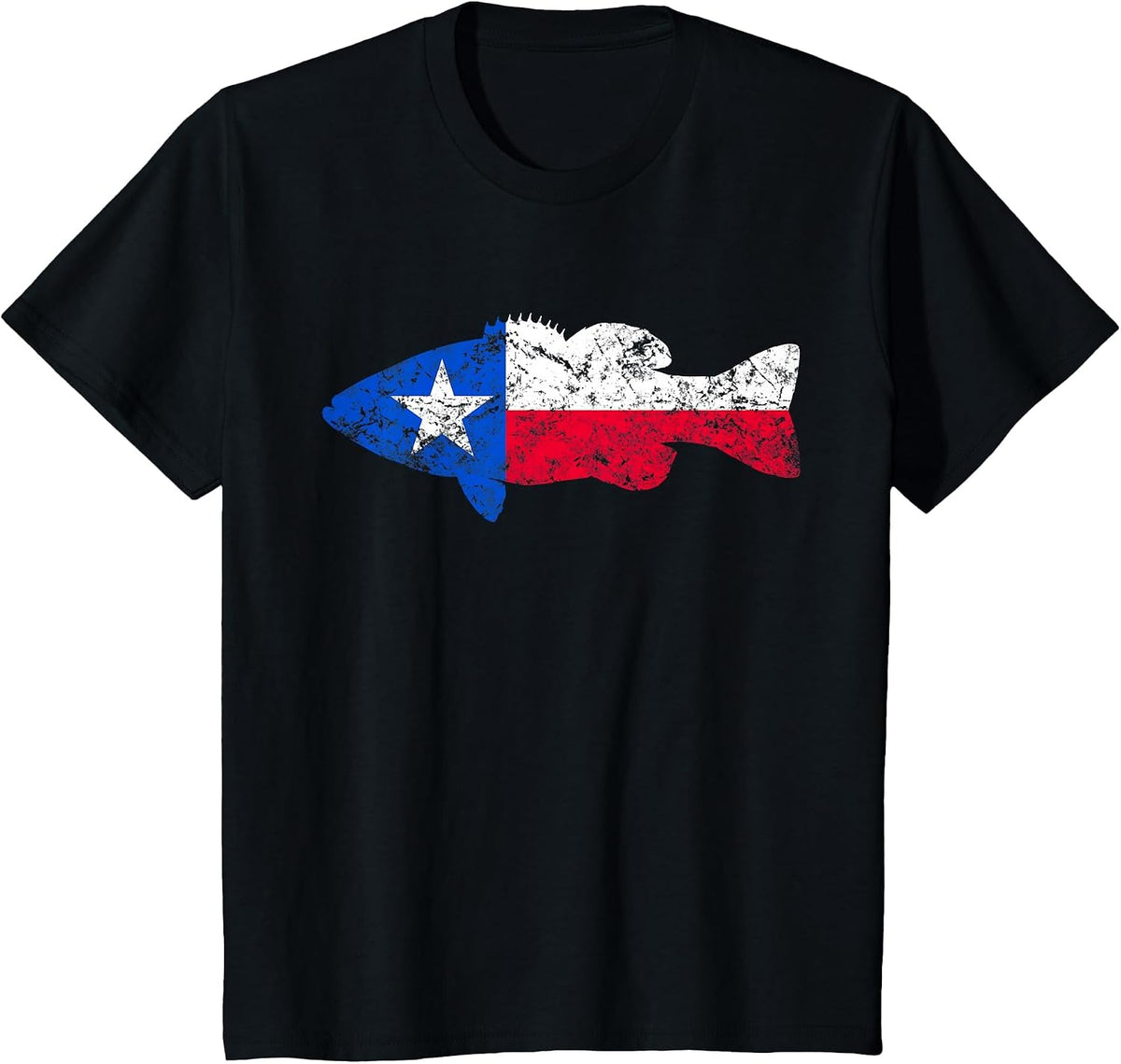 Texas Flag Smallmouth Bass Fishing T-Shirt T-Shirt - Black