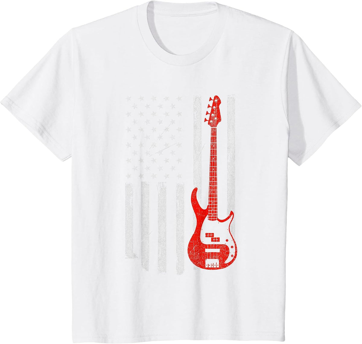 Bassist - USA American Flag Bass Guitar Player Musician T-Shirt - White