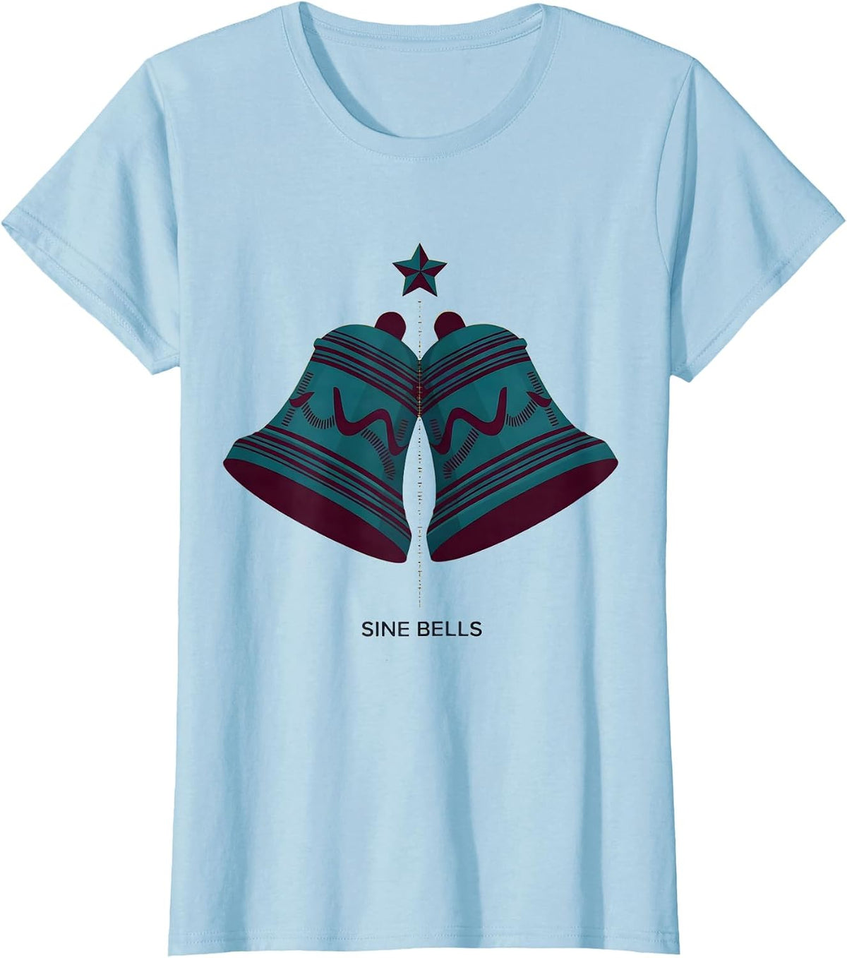 Sine Bells Geometric Math Teacher Christmas STEM Humor T-Shirt - Baby Blue