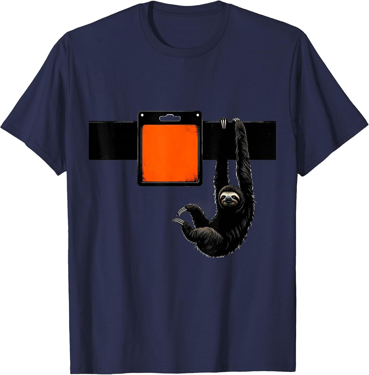 Men's Sloth Hanger Brutalist Funny Animal Lover Gift T-Shirt - Navy Blue