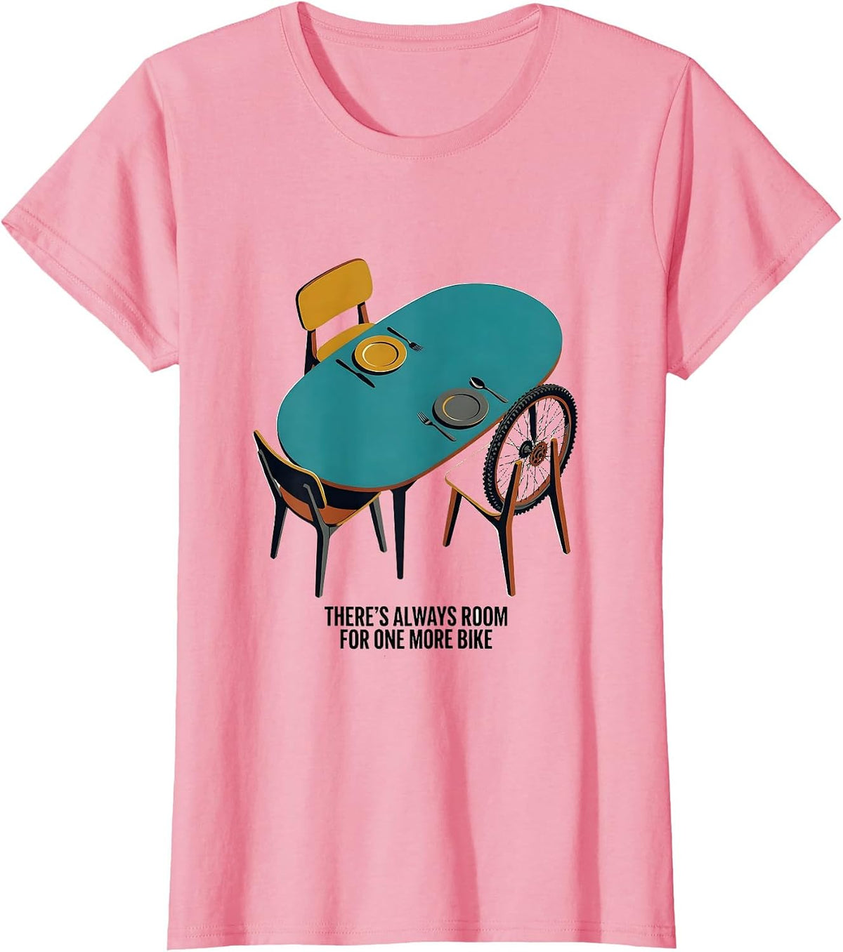 Women's There's Always Room For One More Bike Funny Cycling Humor T-Shirt - Pink