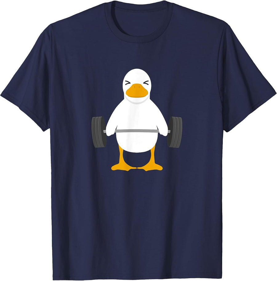 Duck Deadlift Design - Weight Lifting Gym Workout T-Shirt - Navy Blue