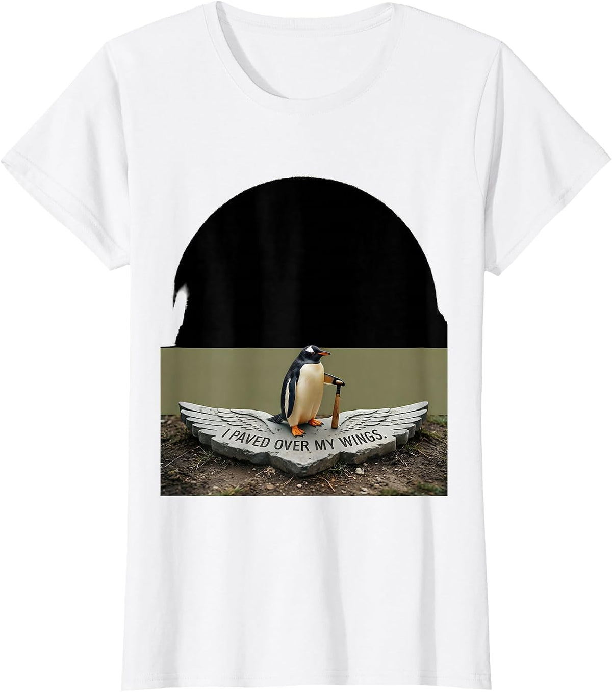 I Paved Over My Wings Funny Tactical Penguin Meme Humor T-Shirt - White