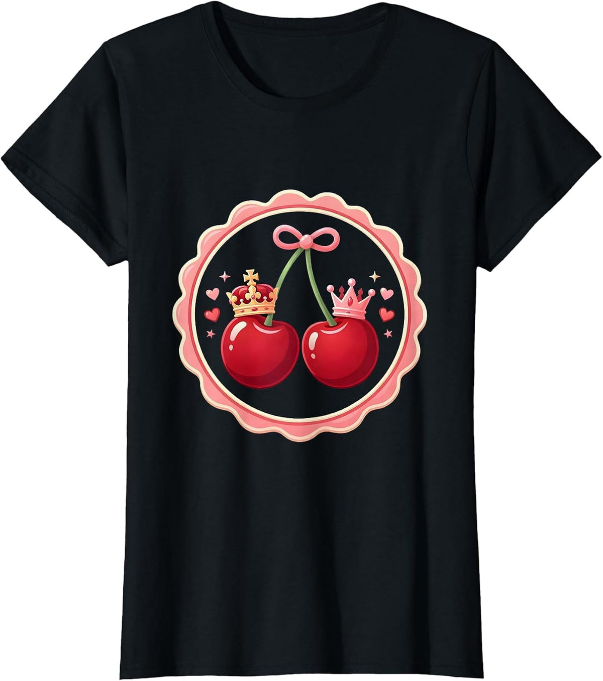 Women's King and Queen Chess Pieces Couples Matching Design T-Shirt - Black