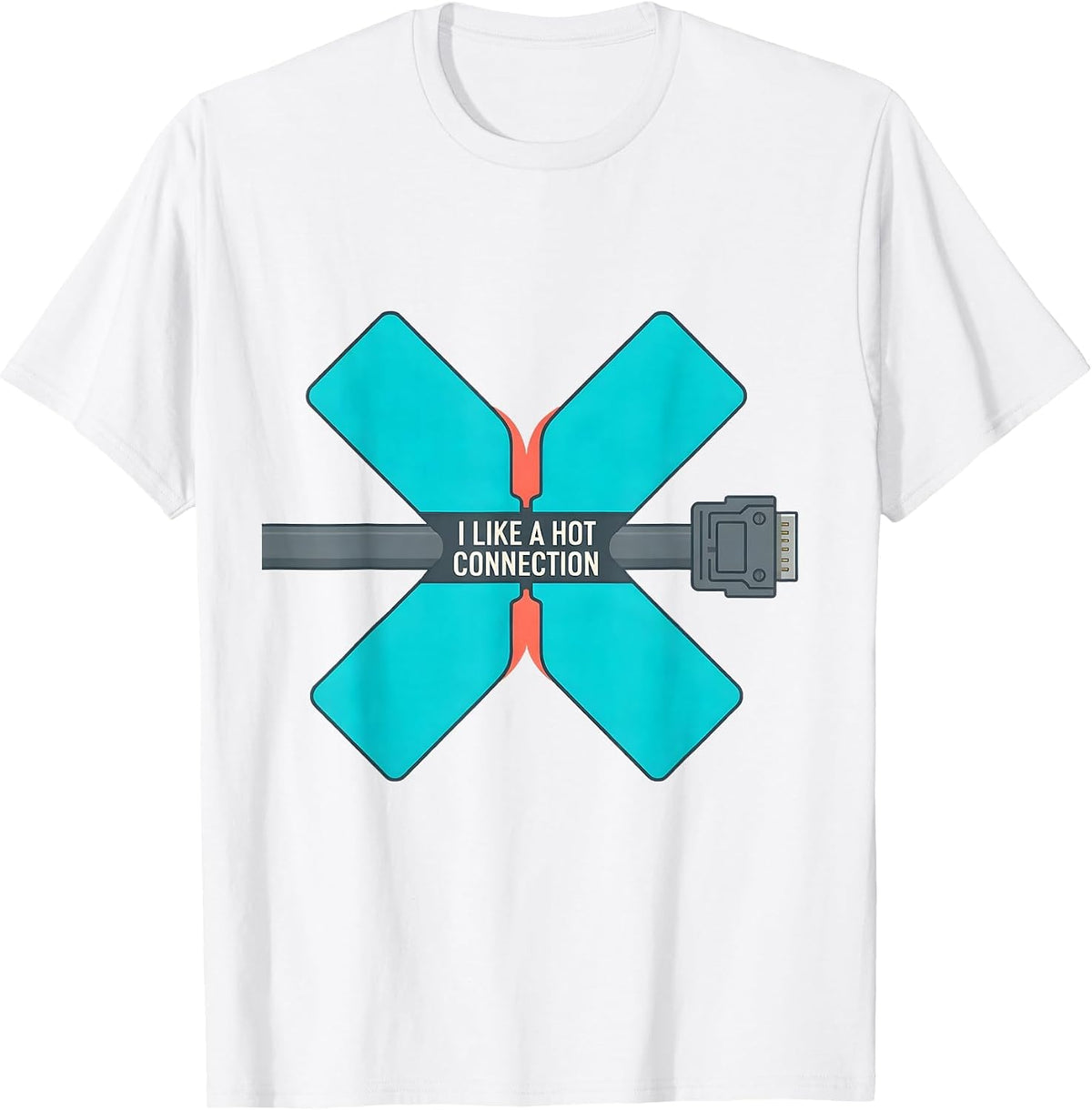 Men's I Like A Hot Connection Funny Electrician Trade Skeleton T-Shirt - White