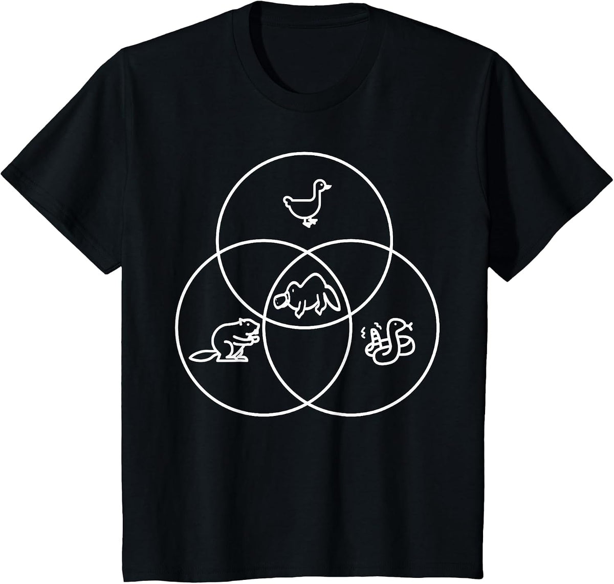 Nerdy Funny Venn Diagram Platypus Statistics Math Teacher T-Shirt - Black