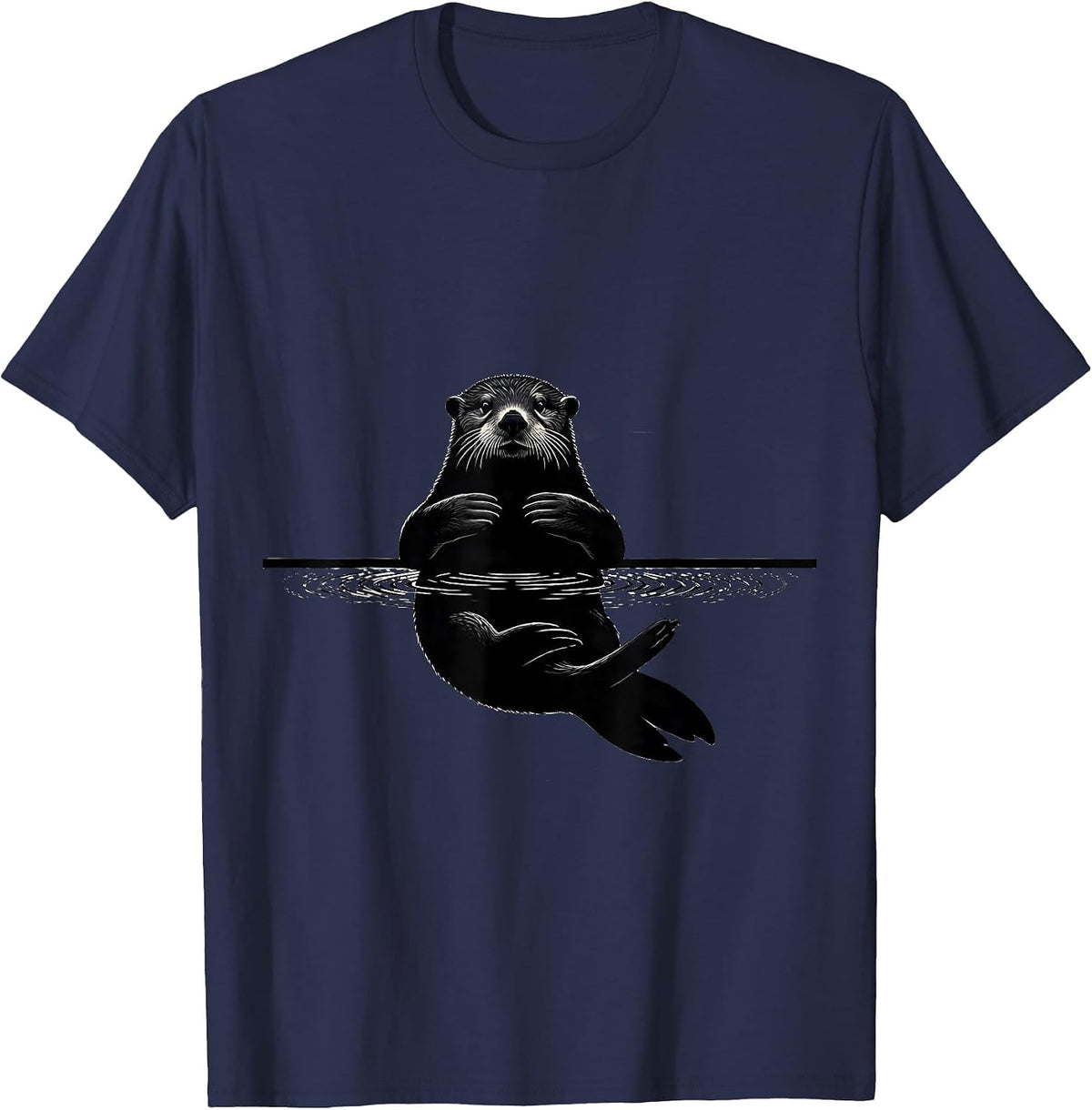 Men's Sea Otter Silhouette Funny Otter Lover Humor T-Shirt - Navy Blue