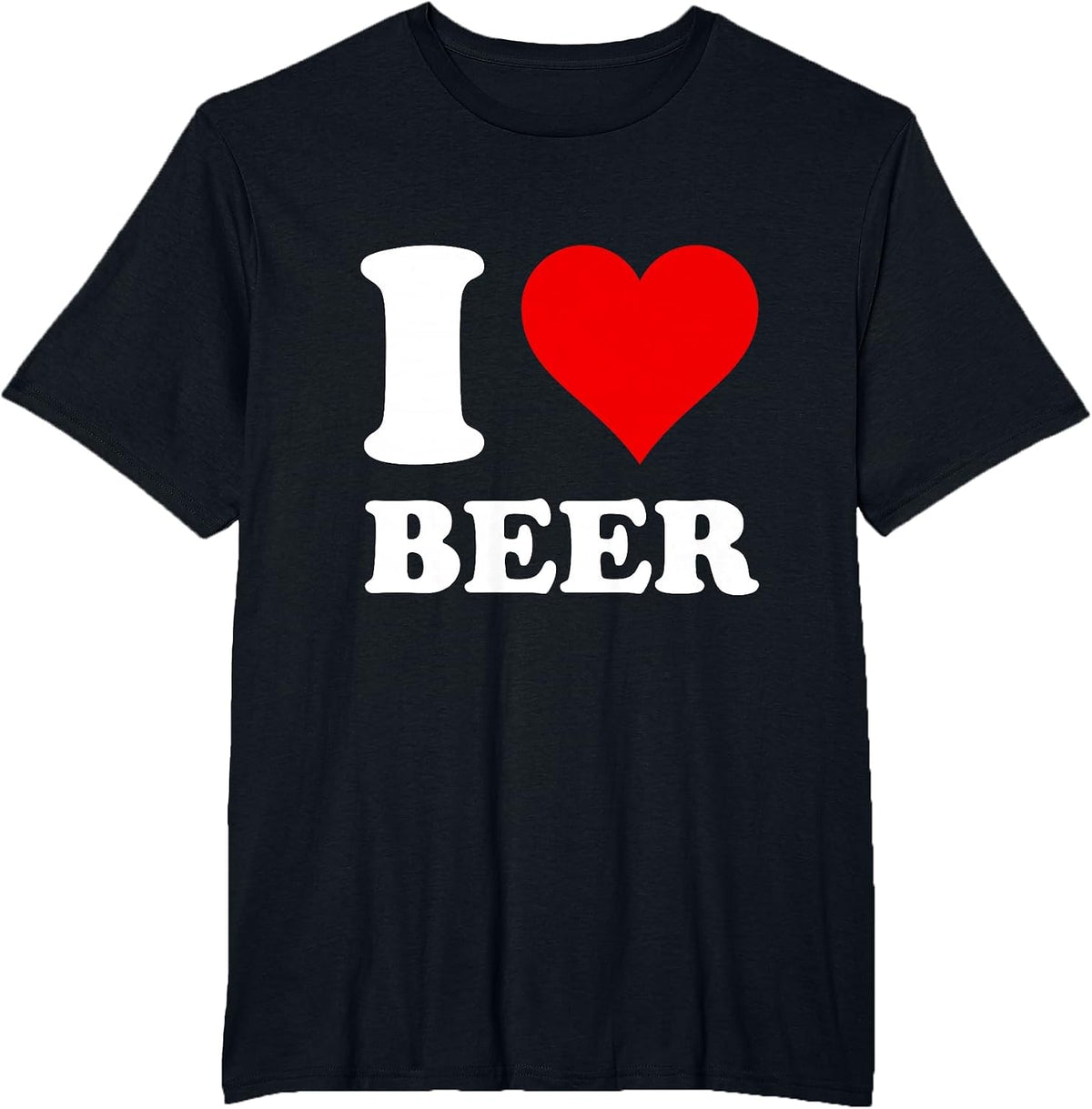 Red Heart I Love Beer T-Shirt - Black