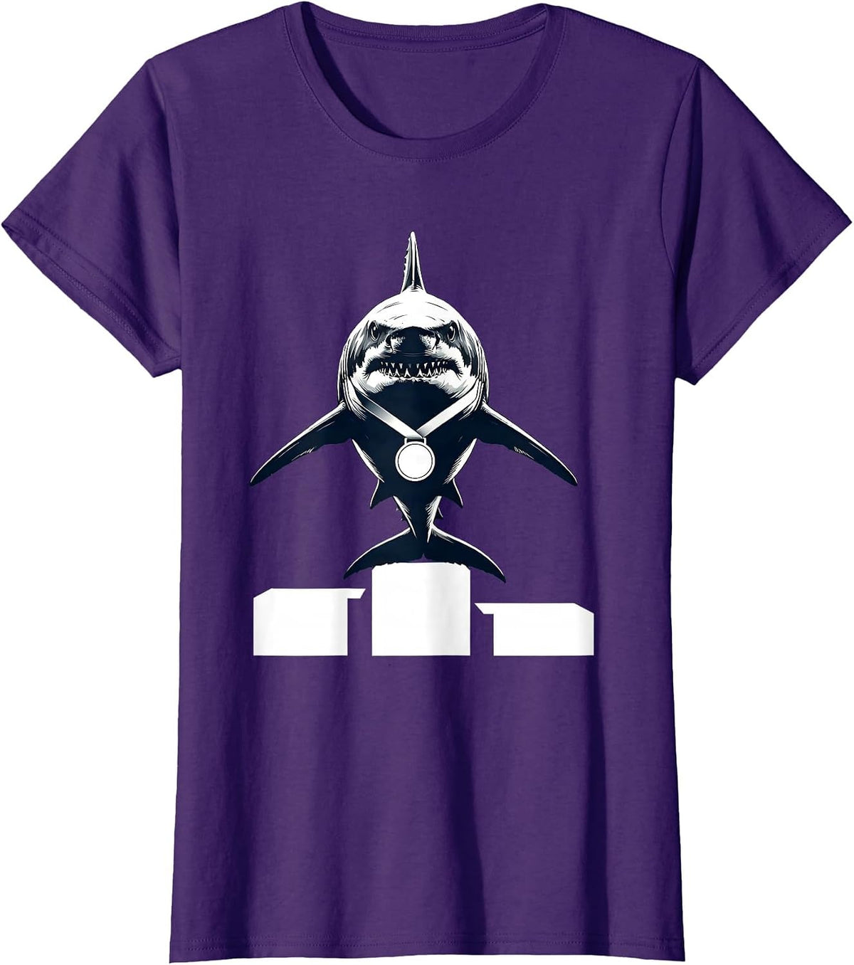 Women's Daddy Shark Number One Dad Podium Graphic T-Shirt - Purple