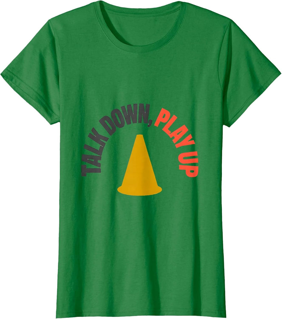 Women's Talk Down, Play Up PE Teacher Back To School Gym Class Pride T-Shirt - Kelly Green