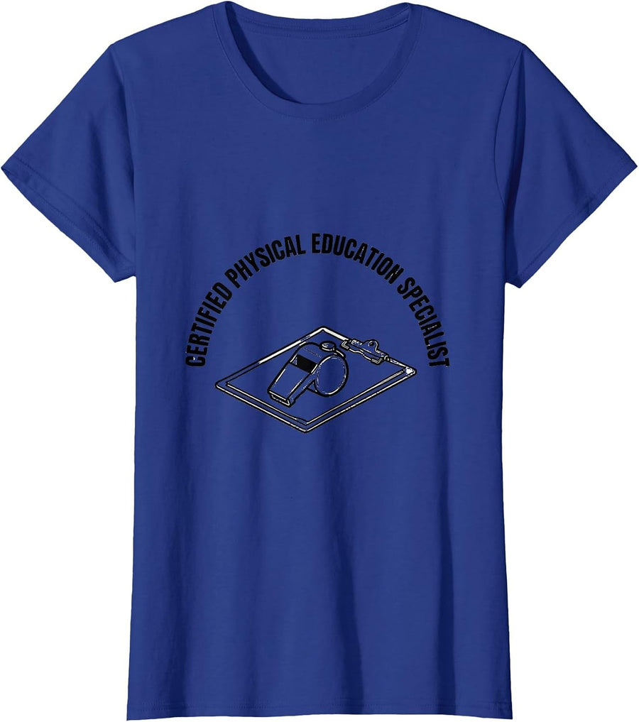 Certified Physical Education Specialist PE Teacher T-Shirt, Women, Royal Blue, 3X-Large - As Pictured