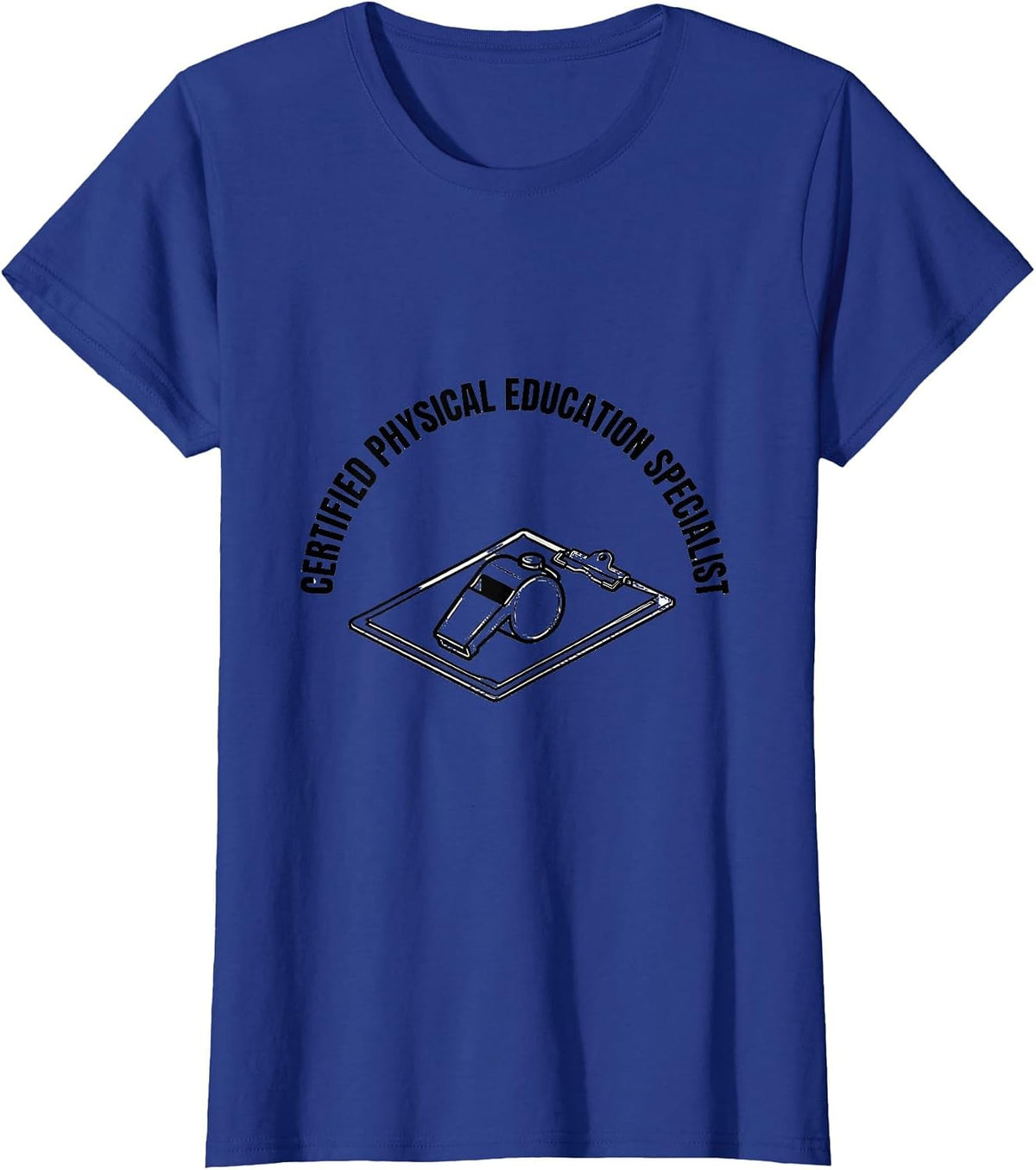 Certified Physical Education Specialist PE Teacher T-Shirt, Women, Royal Blue, X-Large - As Pictured