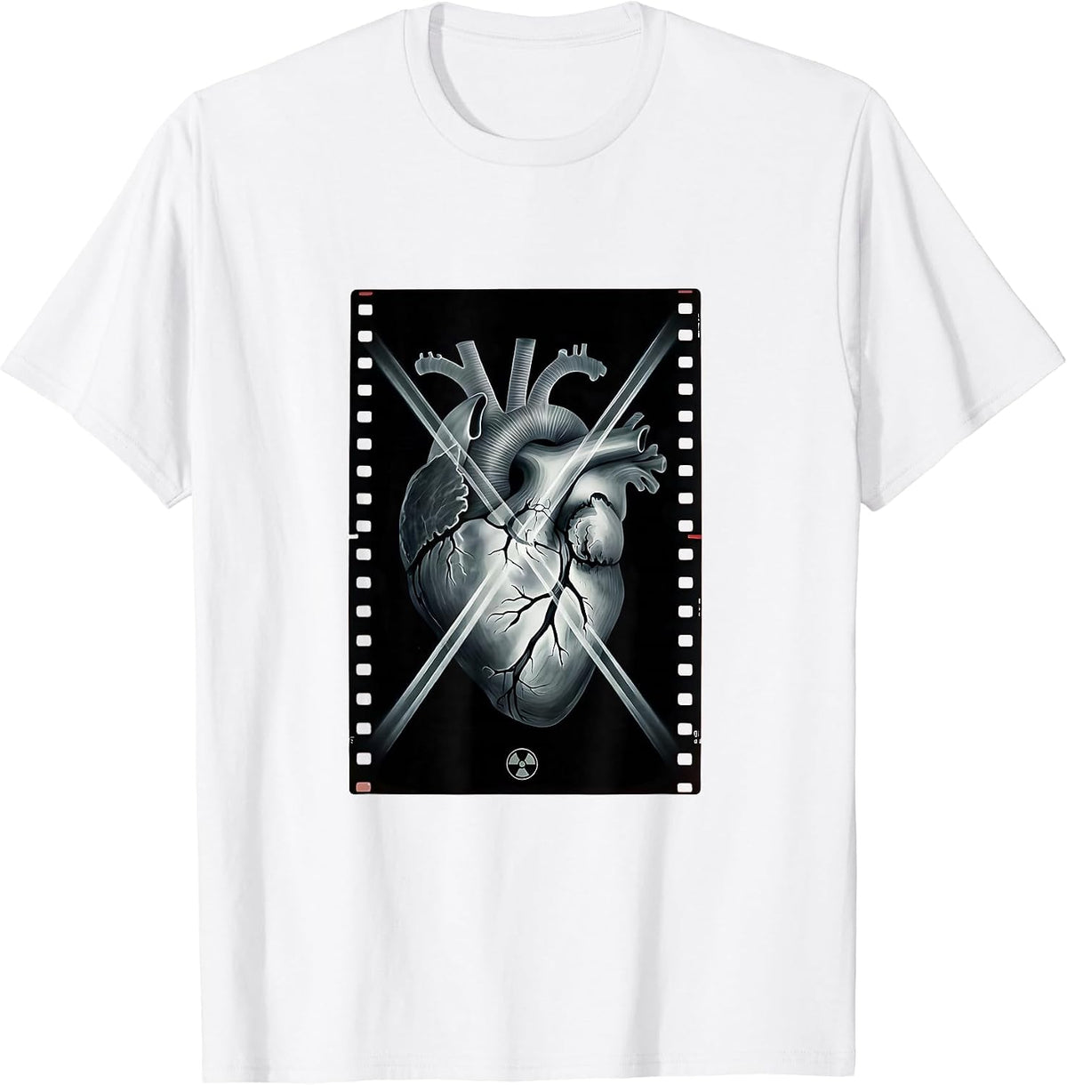 Men's Radiographic Heart X-Ray Beam Minimalist Radiology Tech T-Shirt - White