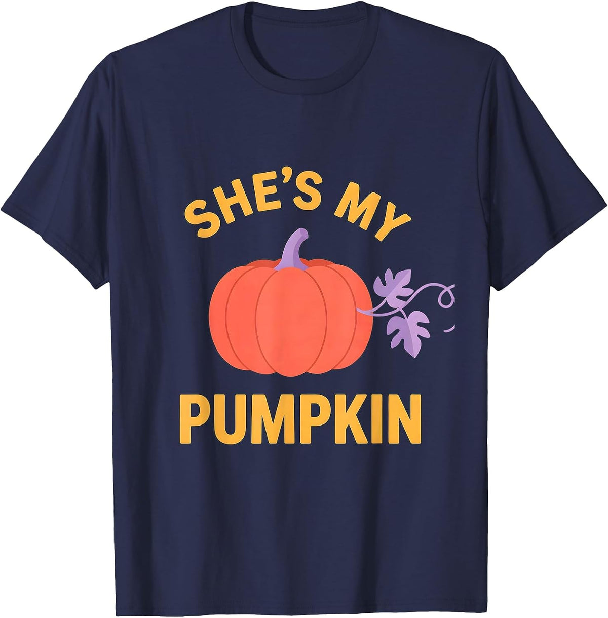 She's My Pumpkin Funny Matching Halloween Couples Boyfriend T-Shirt - Navy Blue