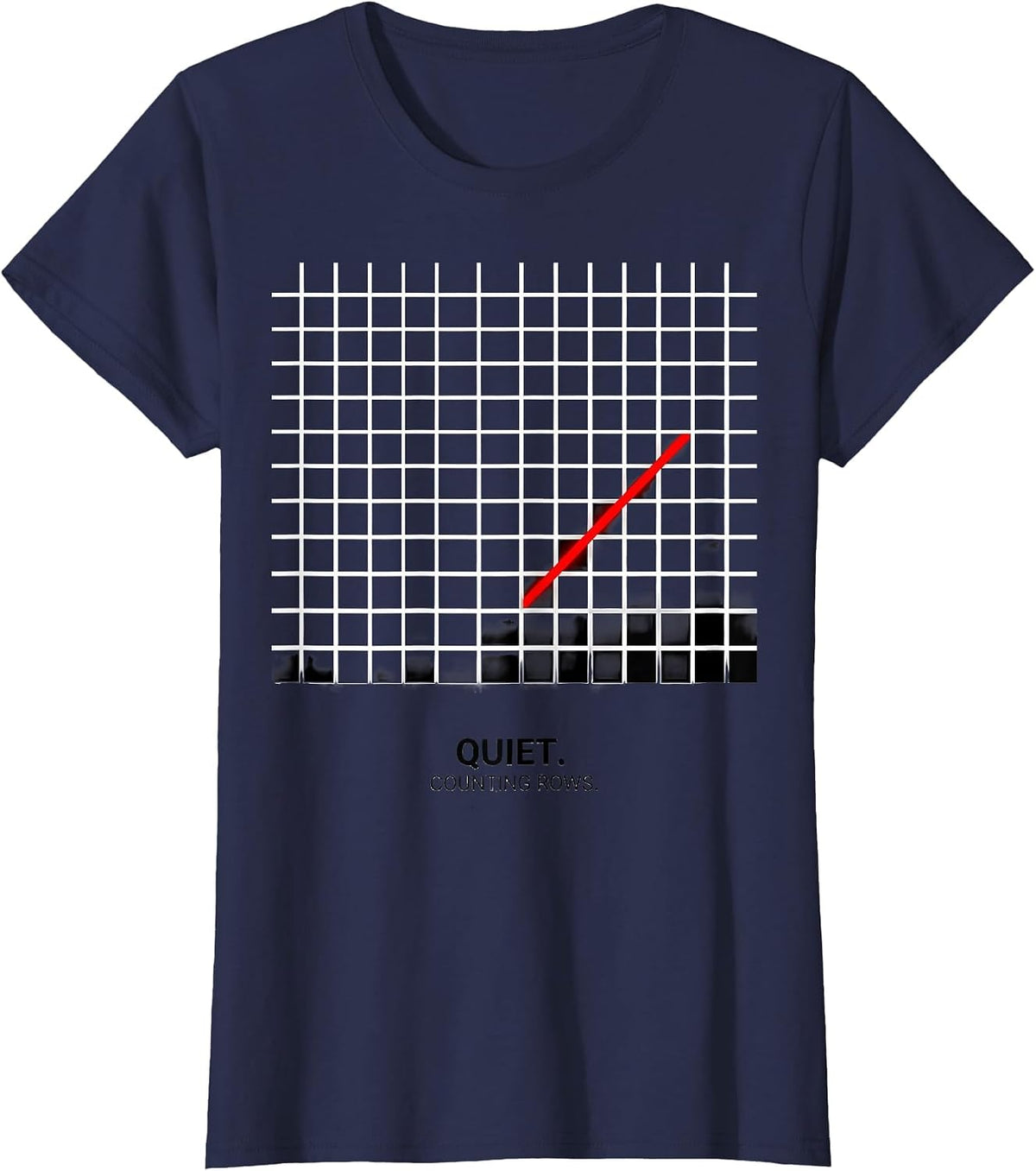 Women's Quiet Counting Rows Funny Crochet Knitting Yarn Craft Humor T-Shirt - Navy Blue