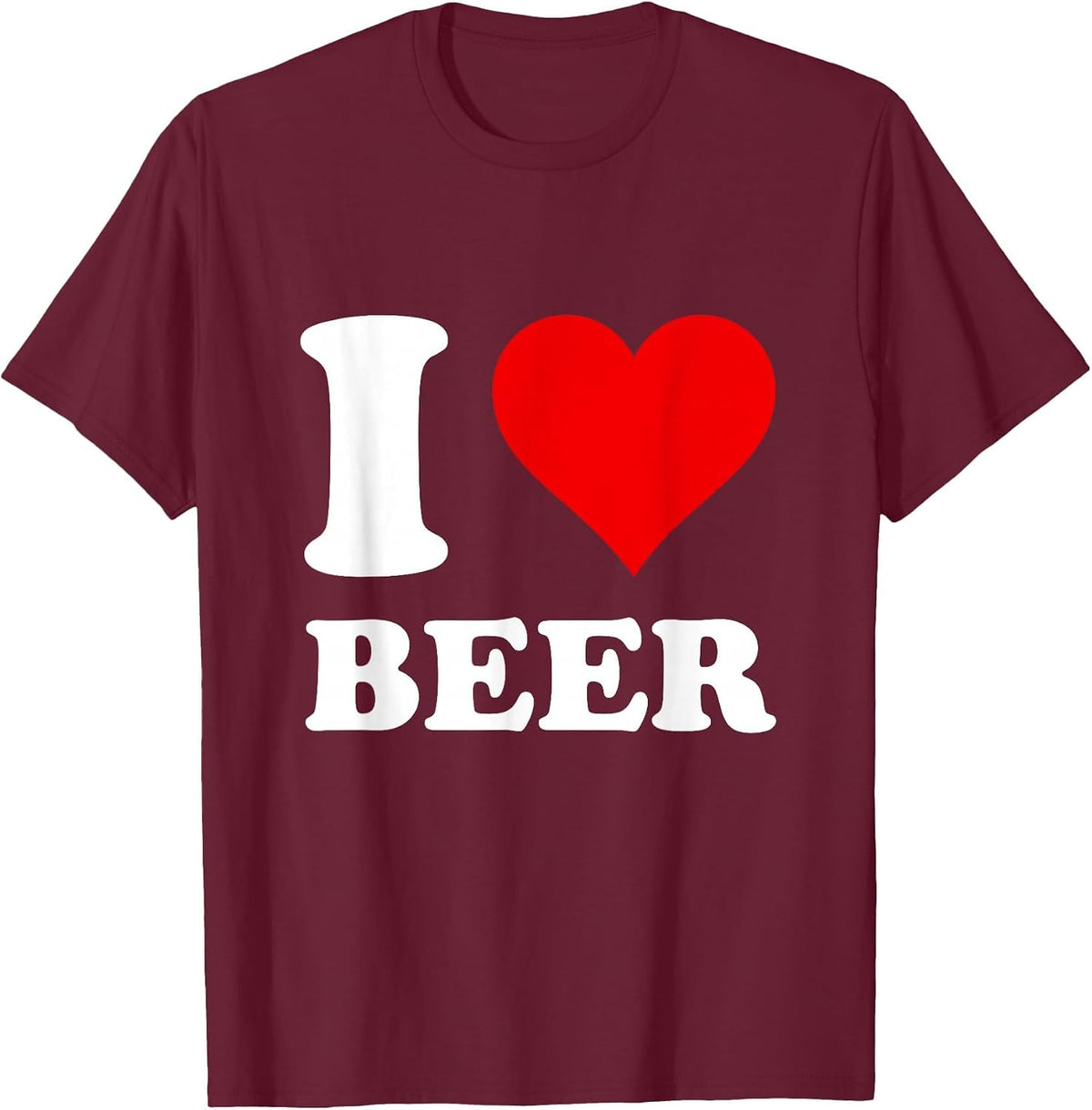 Red Heart I Love Beer T-Shirt - Burgundy