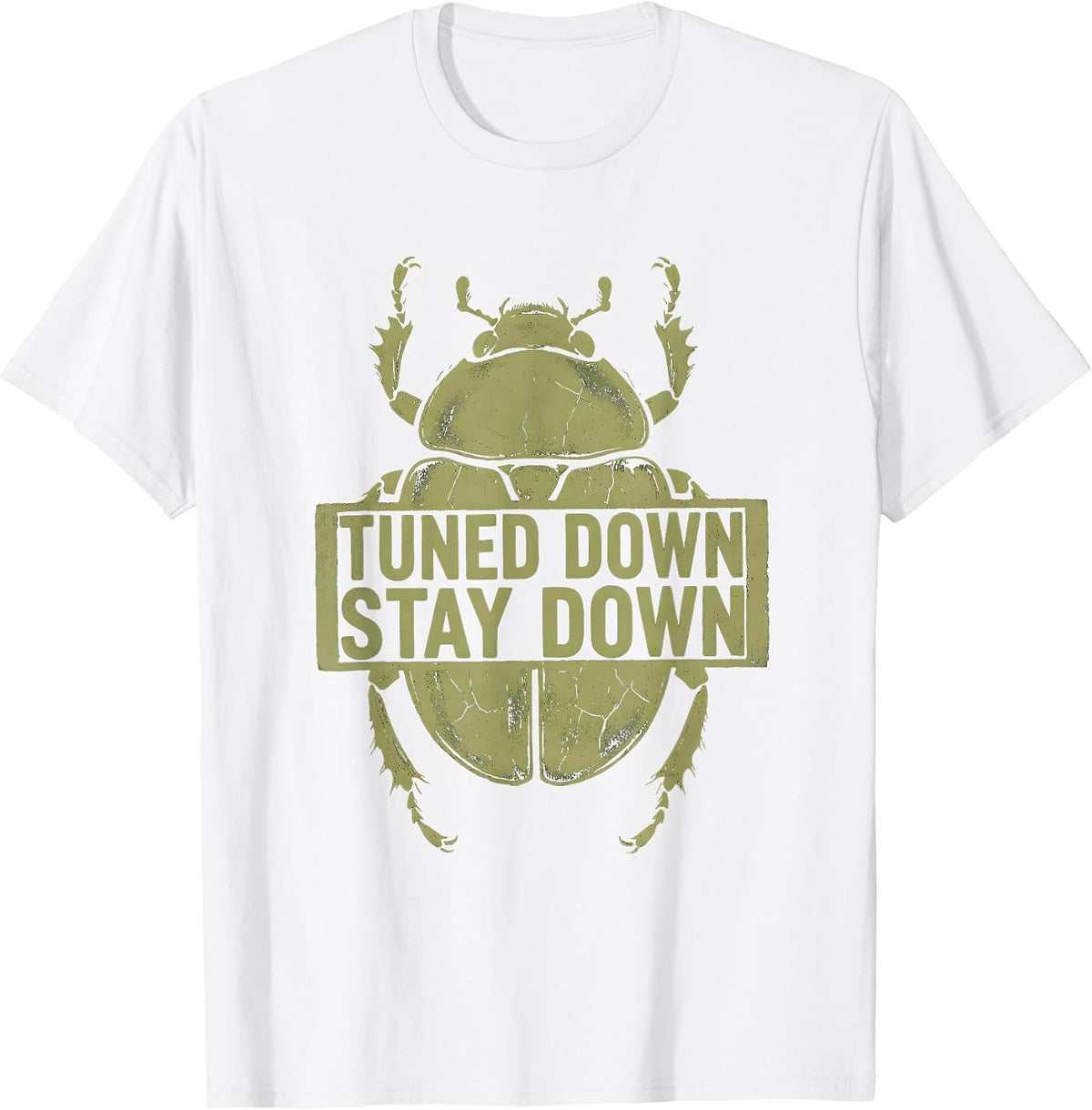 Men's Tuned Down Stay Down Metal Band Graphic Design T-Shirt - White