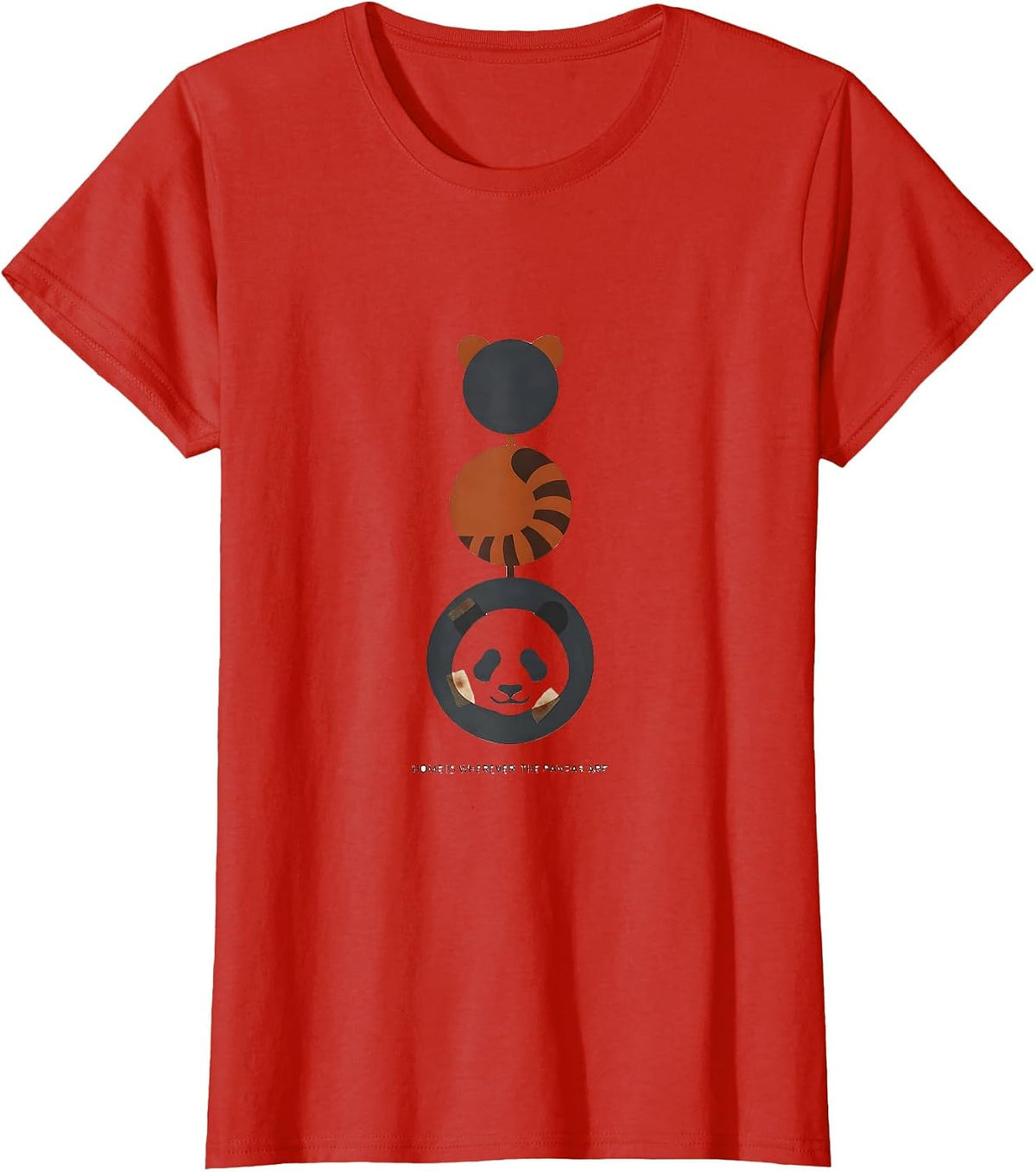 Women's Home Is Wherever The Pandas Are Funny Panda Lover Gift T-Shirt - Red
