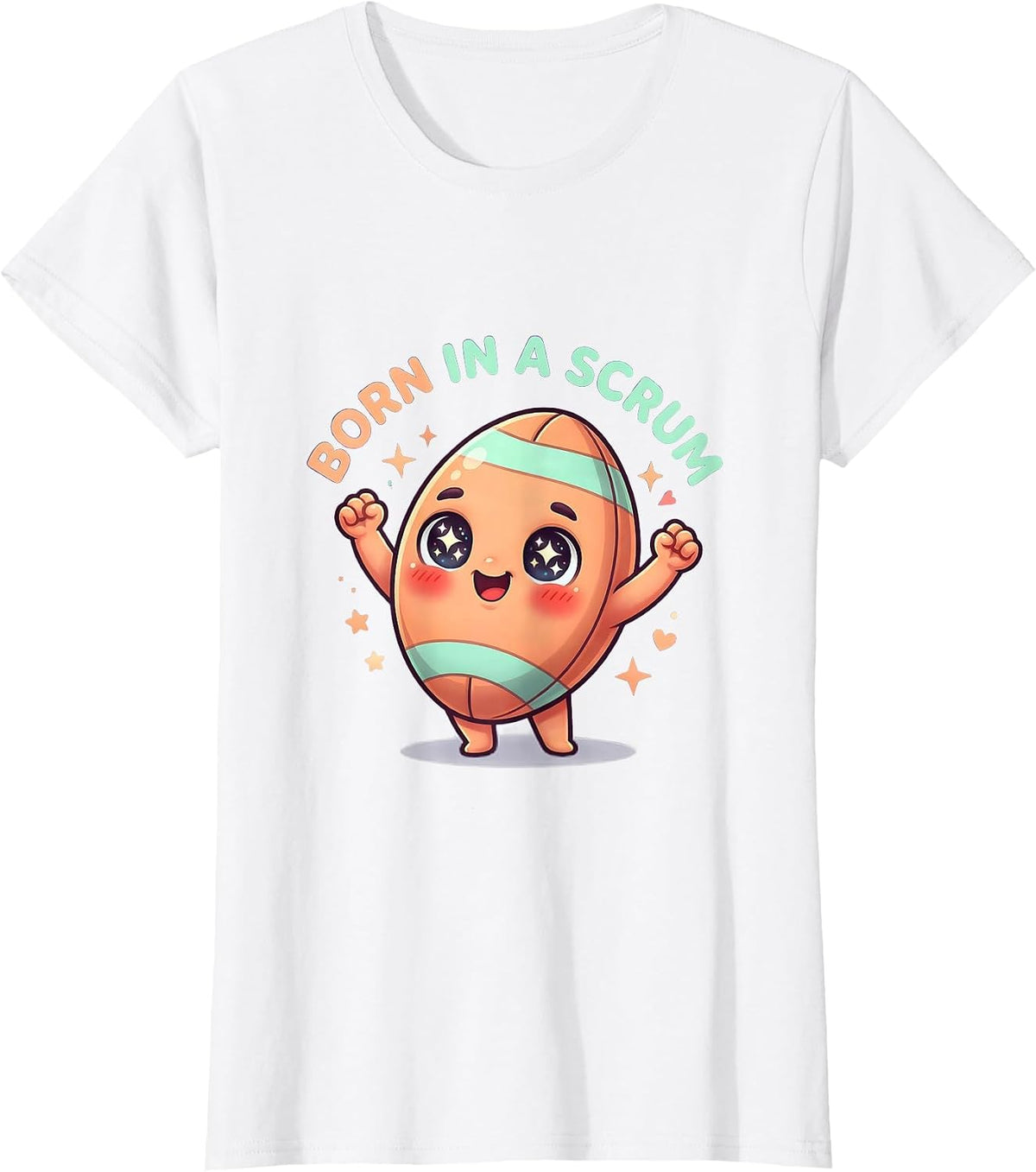 Born in a Scrum Rugby Graphic Design T-Shirt - White