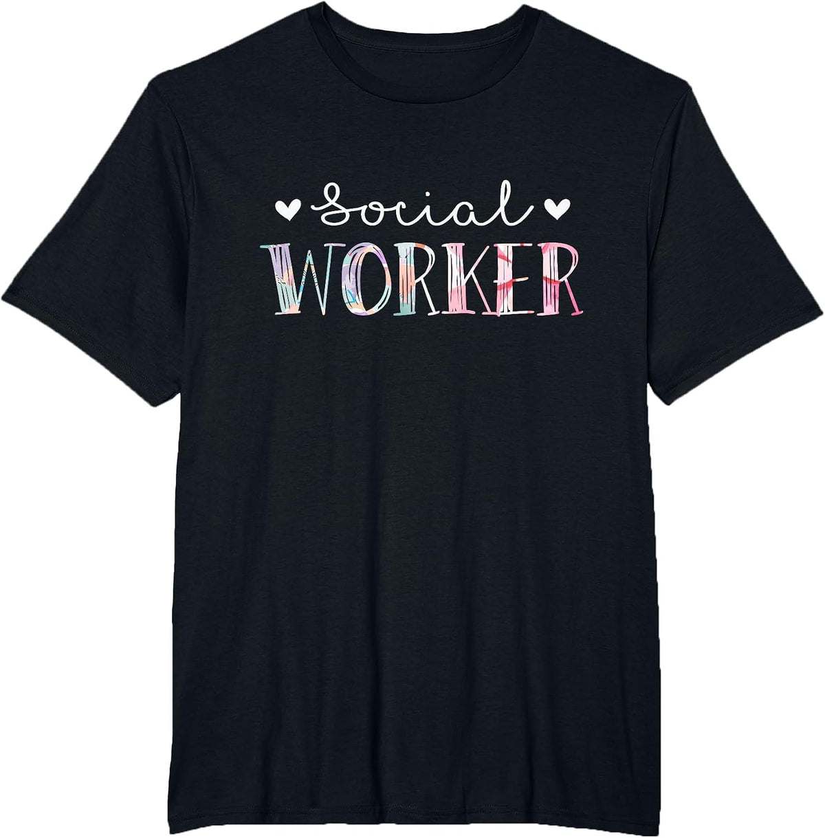 Social Worker Cute Floral Design T-Shirt - Black
