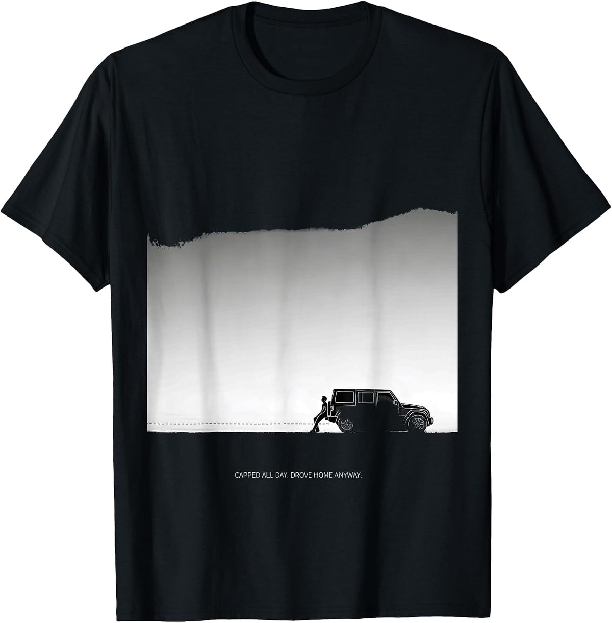Men's Capped All Day Drove Home Anyway Funny Storm Chaser T-Shirt - Black