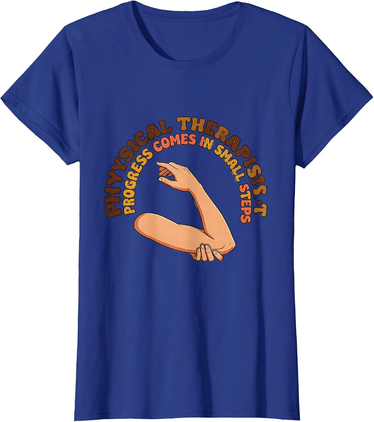 Women's Physical Therapist Progress Comes In Small Steps Retro T-Shirt - Royal Blue