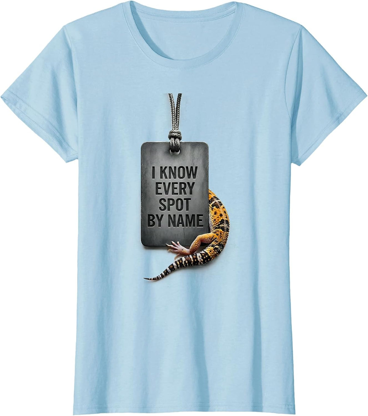 Women's I Know Every Spot By Name Funny Leopard Gecko Reptile Lover T-Shirt - Baby Blue