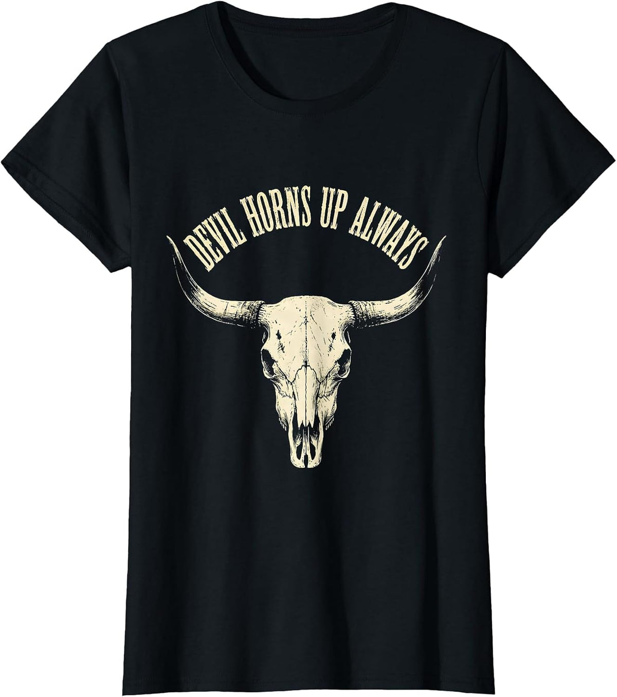 Devil Horns Up Always Metal Music Design T-Shirt - Black