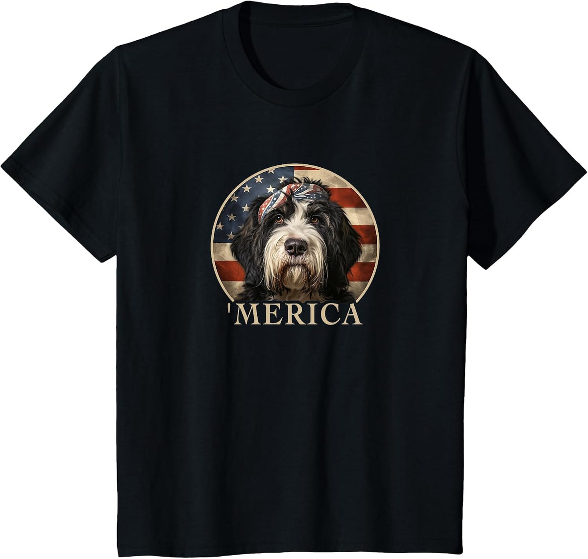 Bernedoodle Owner Dog Mom Dad, 'Merica Bernedoodle T-Shirt - Black