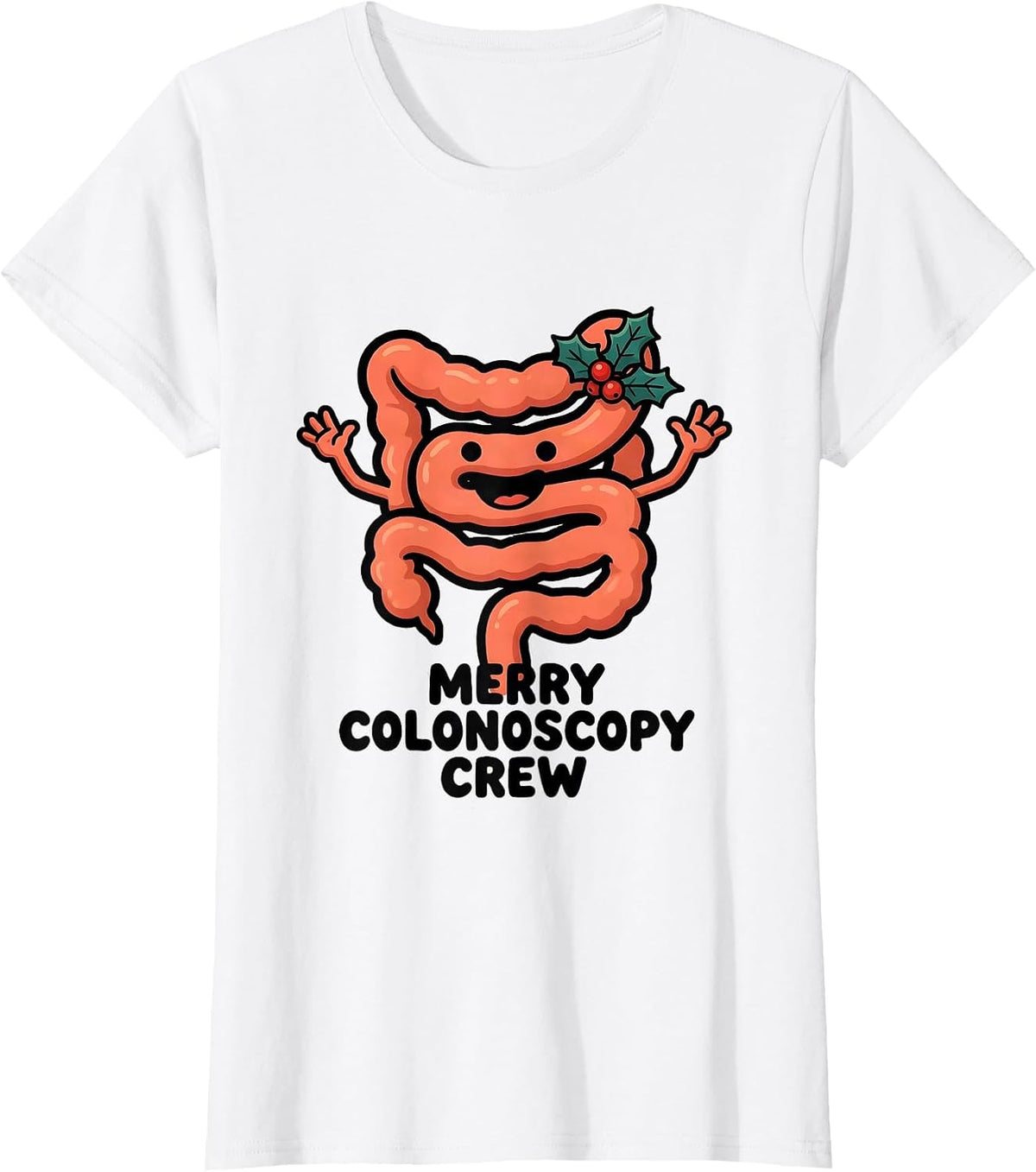 Women's Merry Colonoscopy Crew Funny GI Nurse Endoscopy Tech T-Shirt - White