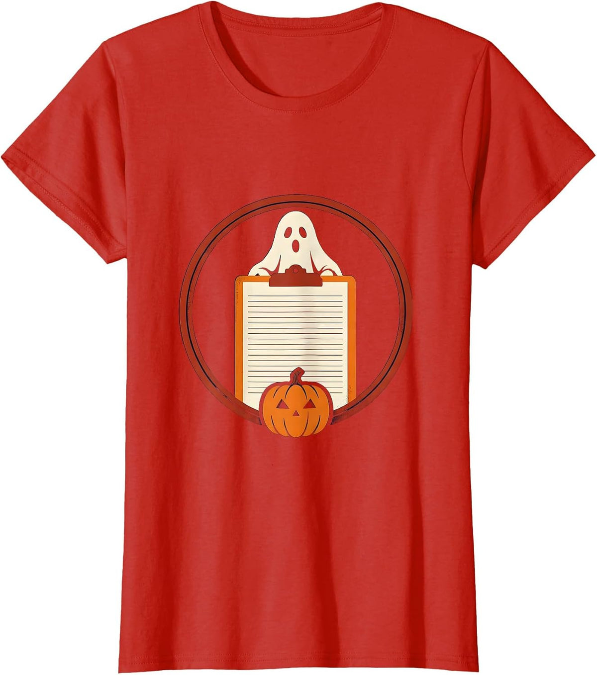 Women's Para Normal Ghost Badge Paraprofessional Halloween T-Shirt - Red