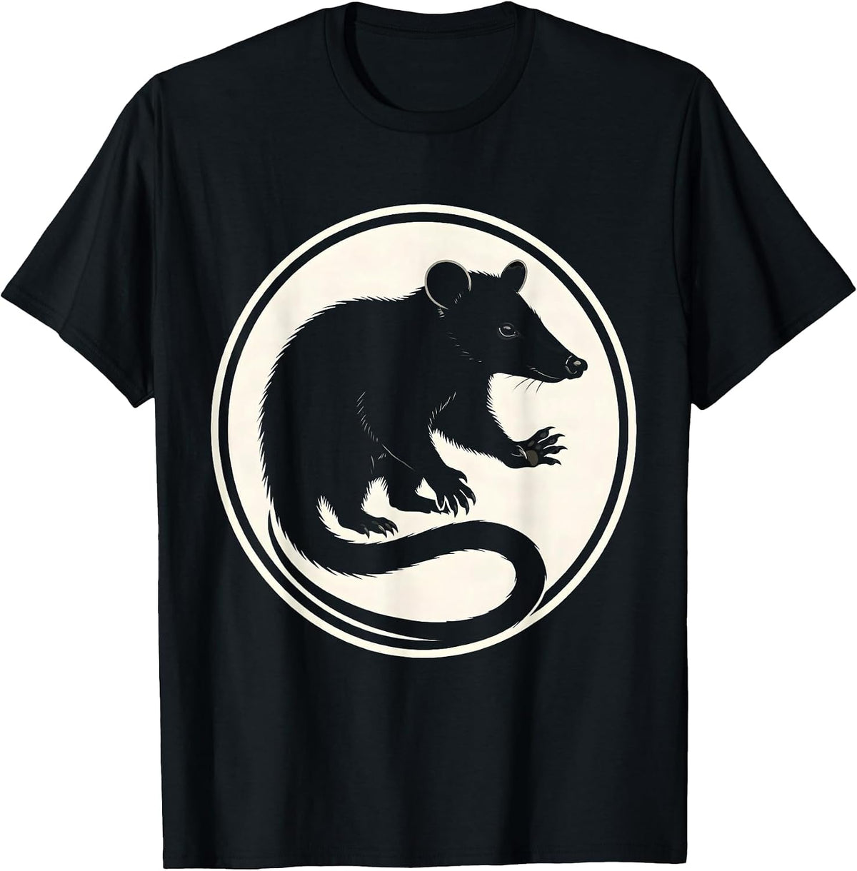 Men's Sealed Opossum Badge Funny Animal Meme Absurdist Humor T-Shirt - Black